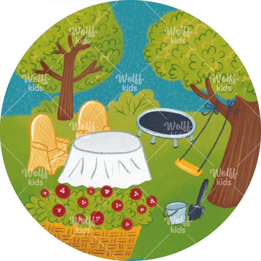 Einzelner Magnet: Spielen im Garten